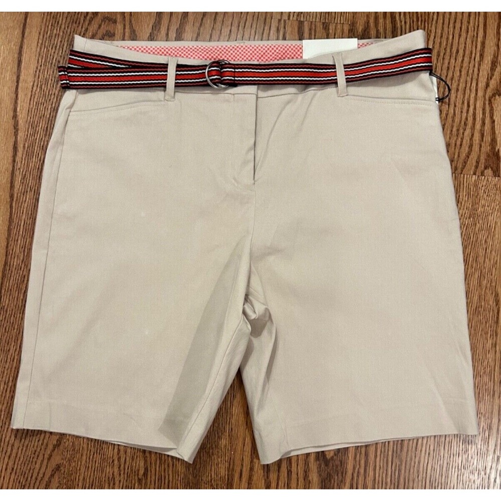 New Rafaella Women's Shorts Beige size 14 With Belt Packets in Front 77% Viscose